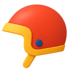 Rider wearing helmet ensuring two-wheeler road safety