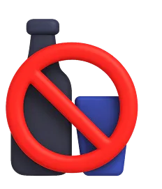 Drunk driving prevention icon showing no alcohol sign