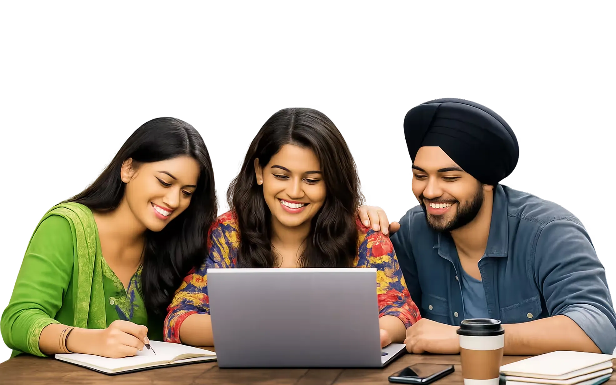 A group of students sitting together and discussing something