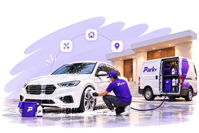 Park+ doorstep car wash in Gurgaon