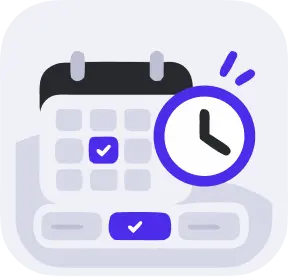 Calendar with a clock showing flexible booking slots