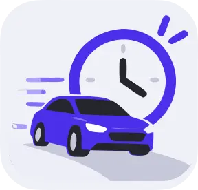 Car with a clock showing time saved